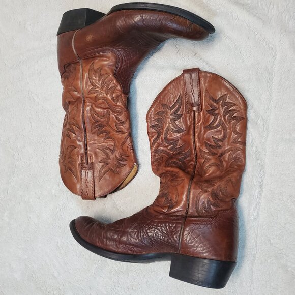 Ariat‎ Tan Cowboy Western Festival Stitched Textured Rodeo Leather Heel Boot 9EE - Picture 6 of 15
